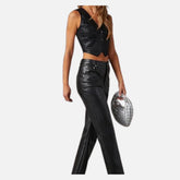 Selene Cropped Sleeveless Vest Button Up Leather Style for Women